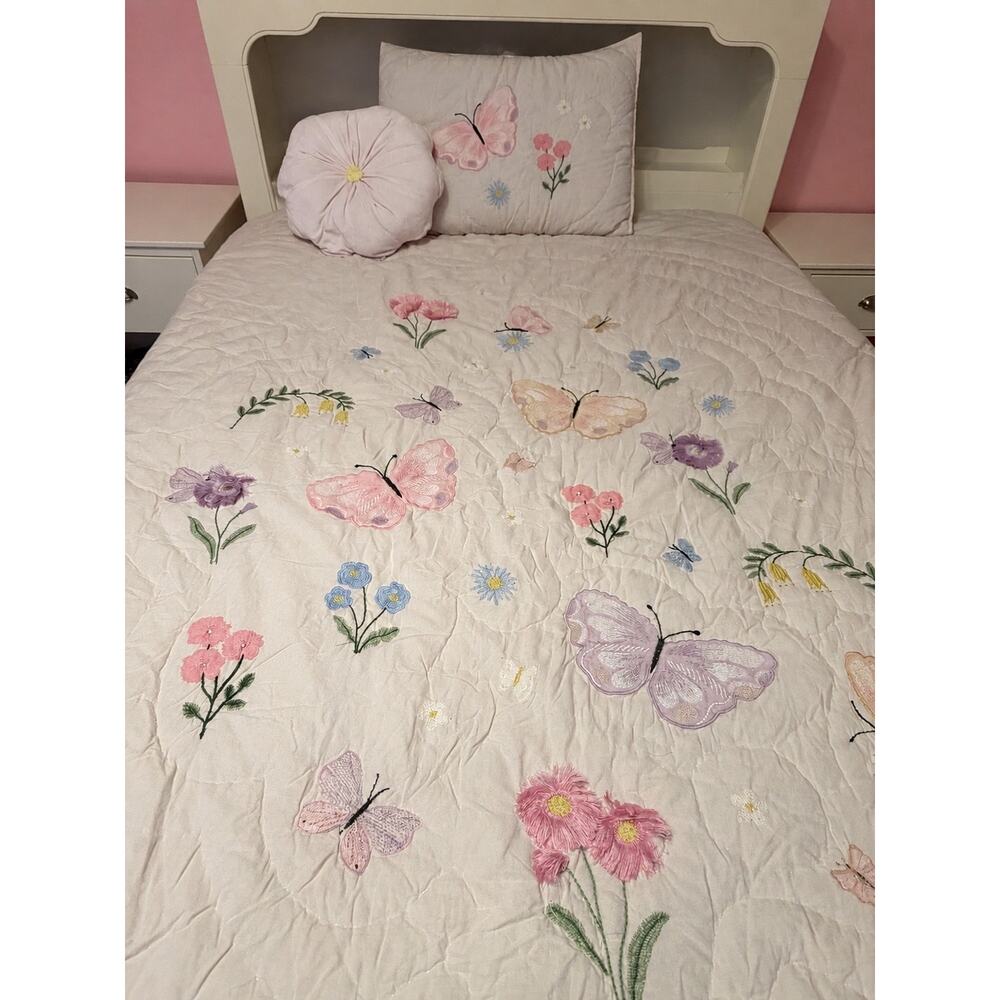 Pottery Barn Wildflower Butterfly Full/Queen Comforter Quilt Bedding SET - Picture 6 of 8